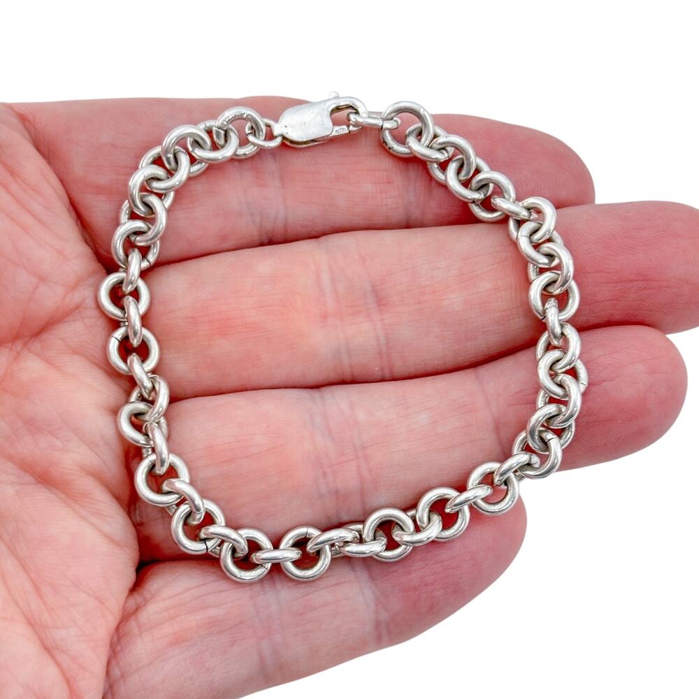 Vintage Sterling Silver 925 Chunky Chain Bracelet 7.5"